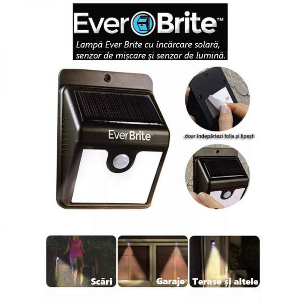 Lampa cu incarcare solara si senzor de miscare EverBrite